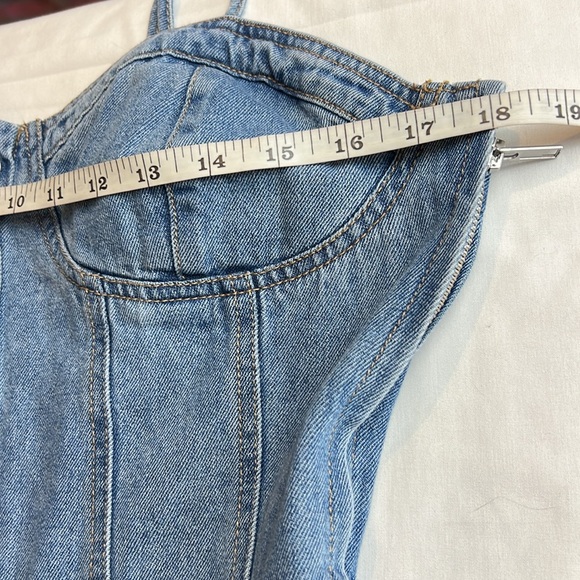 NWT’S Forever 21 Denim Cami Flare Medium Wash Jumpsuit SZ L - Picture 13 of 16